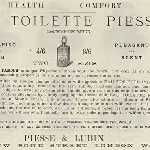 Advertisement, Eau Toilette Piesse (engraving)