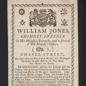 Advertisement for William Jones, chimney sweeper (litho)