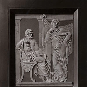 Aesculapius and Hygeia, Wedgwood jasperware bas-relief or tablet designed by Camillo Pacetti, c1788 (autotype)