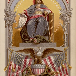 Allegorical figure representing the United States of America (colour litho)