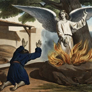 The angel appearing at Gideon (Gideon) to liberate the people of Israel from