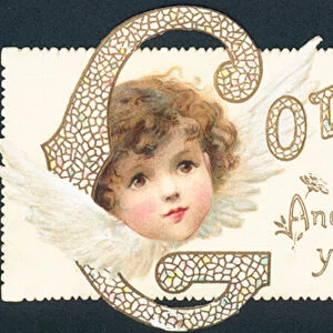 Angelic Child, New Year Card (chromolitho)