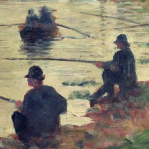 Anglers, Study for La Grande Jatte, 1883 (oil on panel)