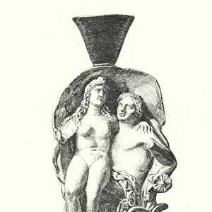 Aphrodite and Adonis, ancient Greek vase (litho)