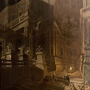 Architectural Fantasy with Figures (oil on canvas)