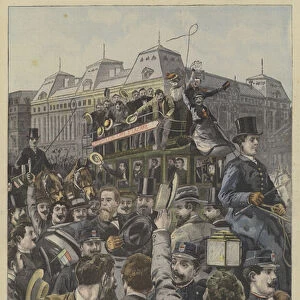 Arrival of the Boer delegates in Paris (colour litho)