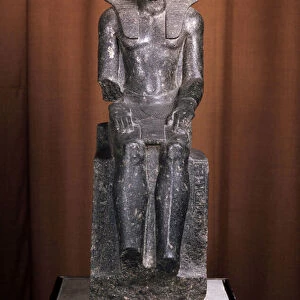 Art d Egypte antique : Statue du pharaon egyptien Amenemhat III (1843 / 1842-1797 avant JC). Sculpture en diorite et gneiss, 19eme siecle avant JC. Musee de l Ermitage Saint Petersbourg