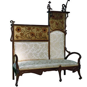 Art Nouveau sofa, made by Joan Busquets i Jane (1874-1949), 1899 (wood and textile)
