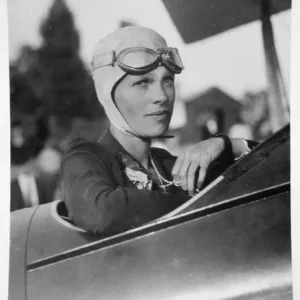 Amelia Earhart in Training Plane Print, 1926