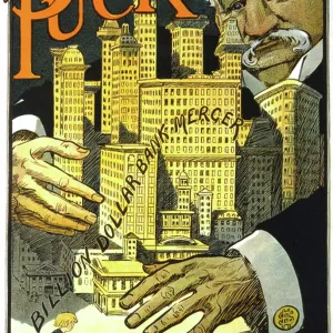 Print of Cartoon on J.P. Morgan published in Puck, 1910 Print of Cartoon on J.P. Morgan published in Puck, 1910