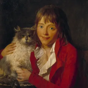 Il Bambino e il suo Gatto Dipinto da John Hoppner (1758-1810) XIX secolo Parigi.
