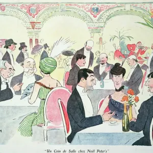 Colour Litho Print of Noel Peters Restaurant in Paris, 1914 Colour Litho Print of Noel Peters Restaurant in Paris, 1914