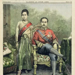 Print of the King and Queen of Siam in Formal Attire Print of the King and Queen of Siam in Formal Attire