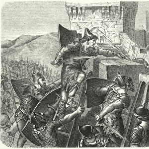 The Babylonians storming the walls of Jerusalem (engraving)
