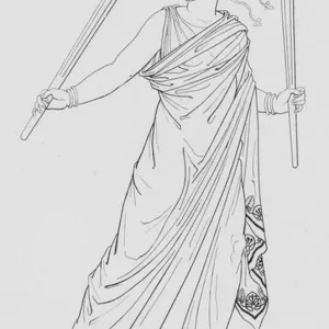 Bacchante carrying torches (engraving)