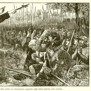 Bannockburn: The Abbot of Inchaffray blessing the Scots before the battle (engraving)