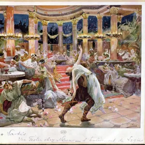 A Banquet in Neros palace, illustration from Quo Vadis