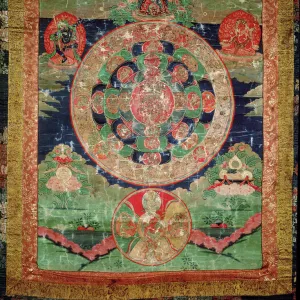 Bardo Mandala, Thangka showing the period between death and reincarnation (gouache