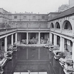 Bath: The Sqaure Roman Bath (b / w photo)