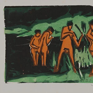 Bathers tossing reeds, 1910 (woodcut)