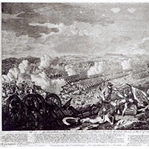 Battle of Lobositz, 1st October 1756 (engraving) (b / w photo)