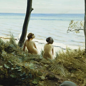 On the Beach, 1907 (oil on canvas)