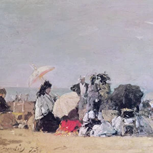 Beach Scene, Trouville, 1873 (oil on panel)
