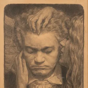 Beethoven Listening to a Muse, 1912 (charcoal on paper)