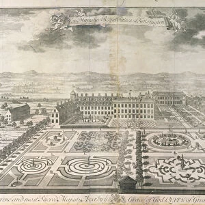 Birds Eye View of the Gardens of Kensington Palace, engraved by Johannes Kip (c