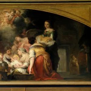 The birth of the Virgin Mary gives birth to Mary. Painting by Bartolome Murillo