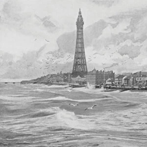 Blackpool, with its Eiffel Tower (b / w photo)