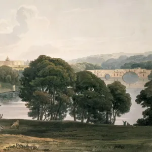 Blenheim Palace engraving from Havells History of the Thames, 1796