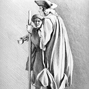 The Blind of Quinze-Vingts Hospital in Paris (engraving) (b / w photo)