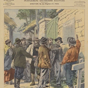 Boers reading Lord Kitcheners proclamation in South Africa (colour litho)