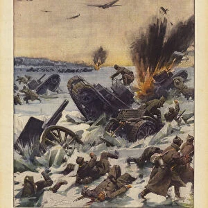 The bombing on the ice (colour litho)