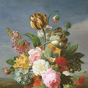 Bouquet of flowers in a vase (oil on canvas)