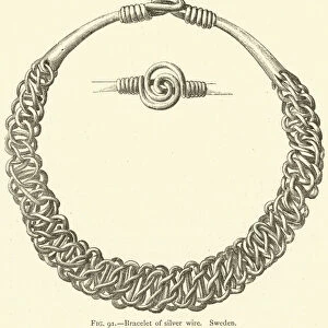 Bracelet of silver wire, Sweden (engraving)