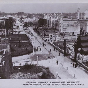 British Empire Exhibition, Wembley: Burmese Garden, Palace of India, Scenic Railway (b / w photo)