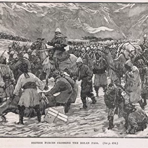 British forces crossing the Bolan Pass, illustration from Cassells