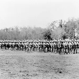 British Troops On the March in Burma, c. 1891 (b / w photo)