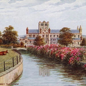 Buckfast Abbey, North View (colour litho)