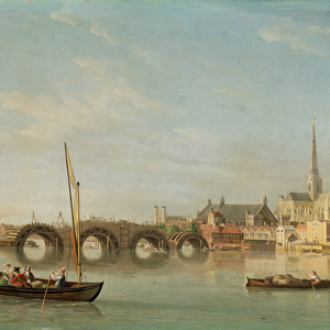 The Building of Westminster Bridge with an imaginary view of Westminster Abbey, c