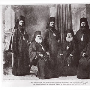 Bulgarian Bishops of Macedonia chased away from their diocese by Serbs, 1913 (b / w photo)