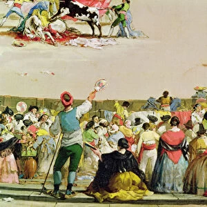 The Bullfight (detail of the foreground) (oil on canvas)