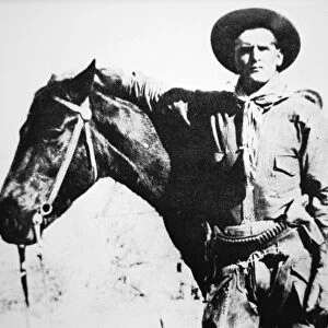 Butch Cassidy (1866-1908 / 09) with his horse (b / w photo)