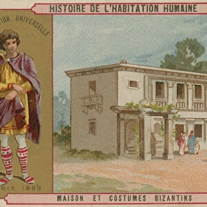 Byzantine house and costumes (chromolitho)