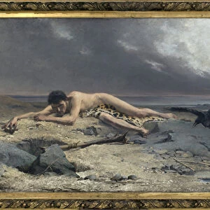 Cain. Painting by Emanuel Krescenc Liska (1852-1903), Oil On Canvas, 1885