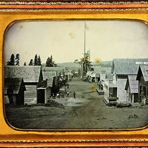 California Gold Mining Town, c. 1852 (half-plate daguerreotype, embossed leather case)