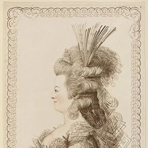 Calligraphic Portrait of Marie Antoinette, 1787 (etching & engraving)
