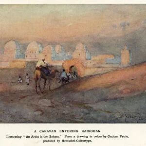 A caravan entering Kairouan (colour litho)